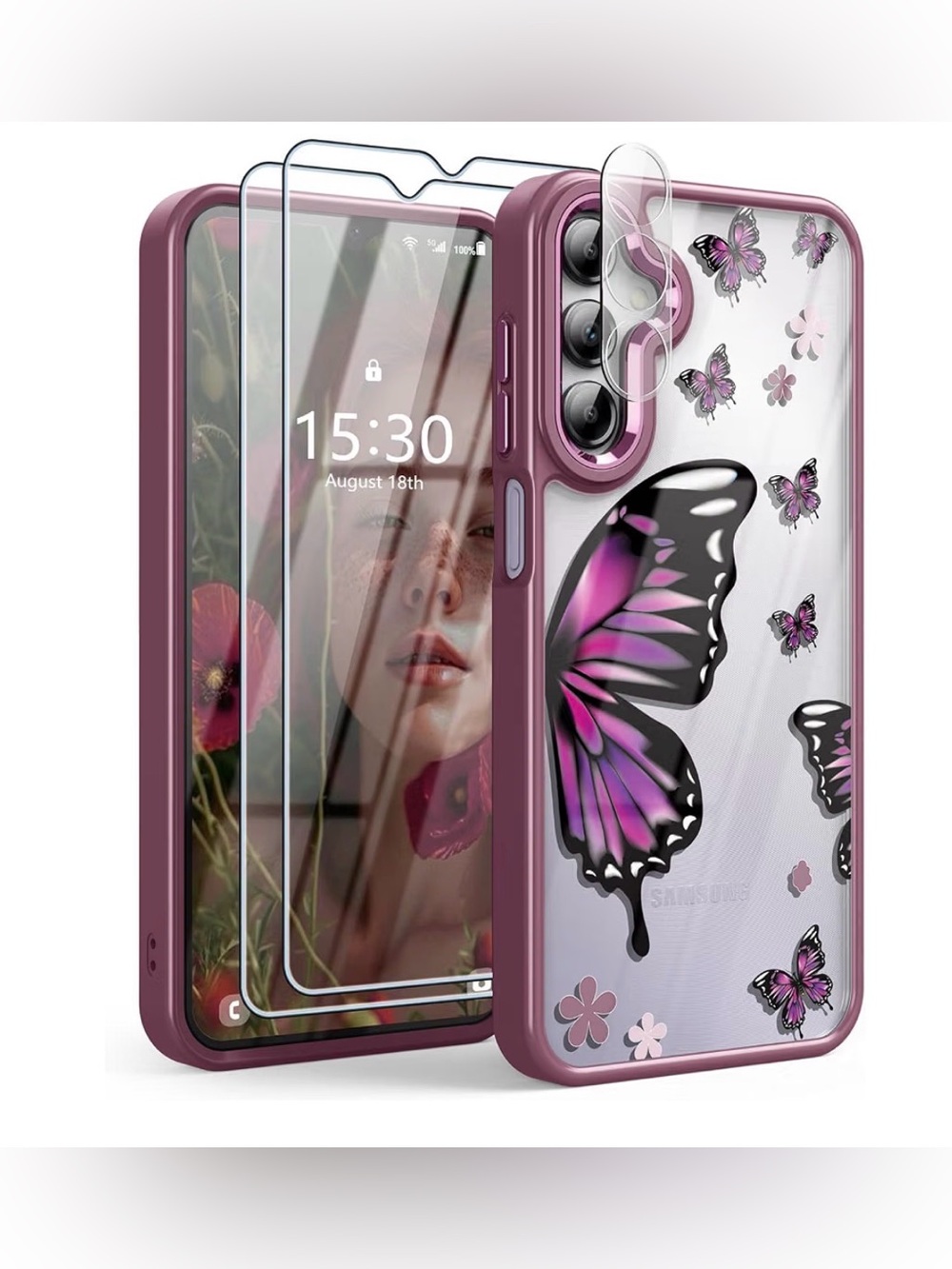 🪭Butterfly Floral Case Samsung A35 &2 Screen Protector& Camera lens protector